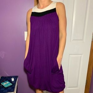 Purple/Cream/Black dress with pockets
